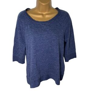 Sonoma Life + Style Slouchy Knit Pullover Raglan 3/4 Sleeve Heathered Navy S
